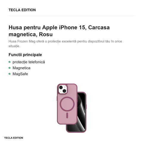 Husa Frozen Mag pentru Apple iPhone 15, Carcasa magnetica, Rosu [1]