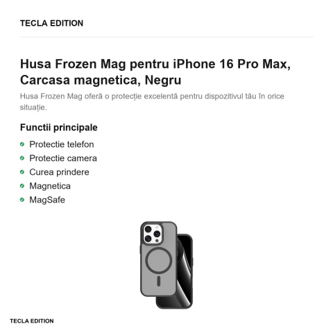 Husa Frozen Mag pentru iPhone 16 Pro Max, Carcasa magnetica, Negru [1]
