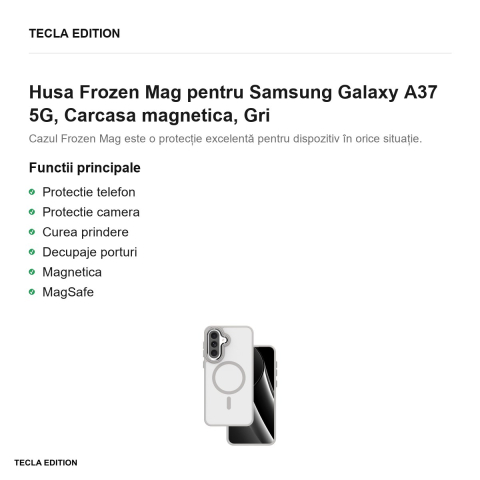 Husa Frozen Mag pentru Samsung Galaxy A37 5G, Carcasa magnetica, Gri [1]