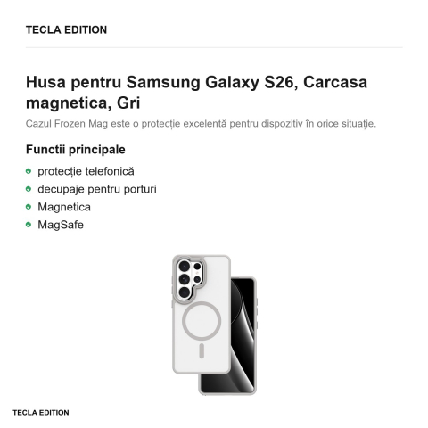 Husa Frozen Mag pentru Samsung Galaxy S26, Carcasa magnetica, Gri [1]