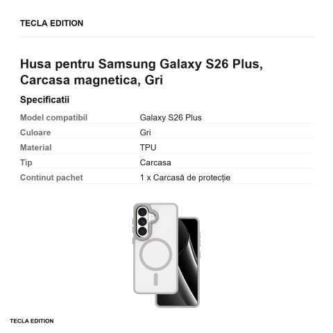 Husa Frozen Mag pentru Samsung Galaxy S26 Plus, Carcasa magnetica, Gri [2]