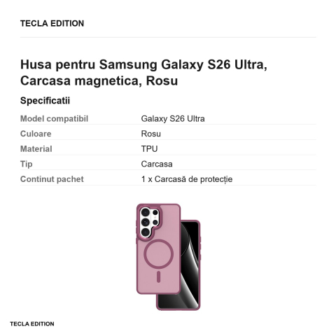 Husa Frozen Mag pentru Samsung Galaxy S26 Ultra, Carcasa magnetica, Rosu [2]