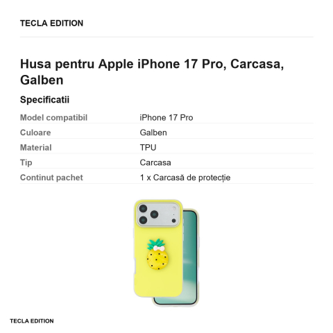 Husa Fruit 2in1 pentru Apple iPhone 17 Pro, Carcasa, Galben [2]