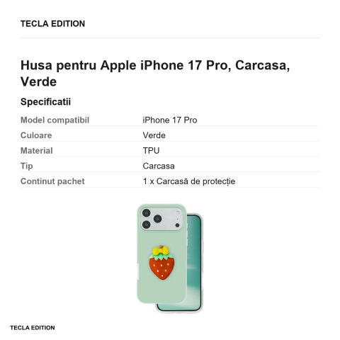 Husa Fruit 2in1 pentru Apple iPhone 17 Pro, Carcasa, Verde [2]