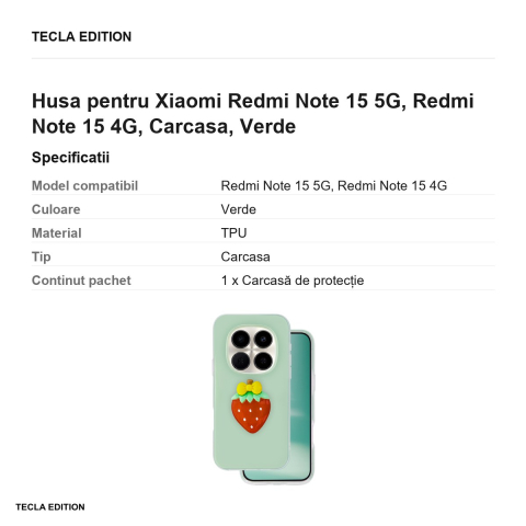 Husa Fruit 2in1 pentru Xiaomi Redmi Note 15 5G, Redmi Note 15 4G, Carcasa, Verde [2]