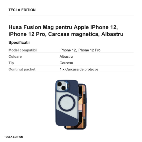 Husa Fusion Mag pentru Apple iPhone 12, iPhone 12 Pro, Carcasa magnetica, Albastru [2]