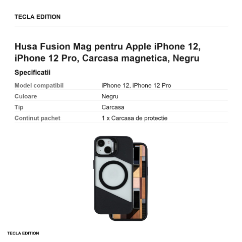 Husa Fusion Mag pentru Apple iPhone 12, iPhone 12 Pro, Carcasa magnetica, Negru [2]