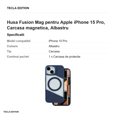Husa Fusion Mag pentru Apple iPhone 15 Pro, Carcasa magnetica, Albastru [2]