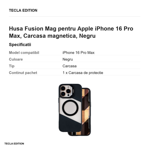 Husa Fusion Mag pentru Apple iPhone 16 Pro Max, Carcasa magnetica, Negru [2]