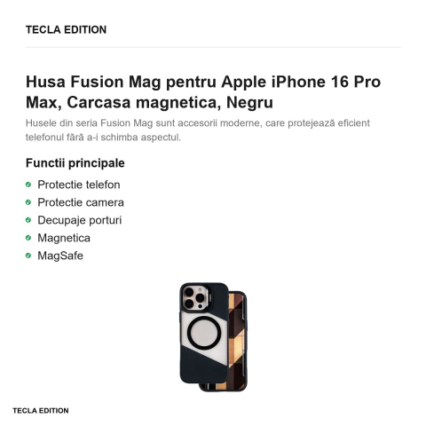 Husa Fusion Mag pentru Apple iPhone 16 Pro Max, Carcasa magnetica, Negru [1]