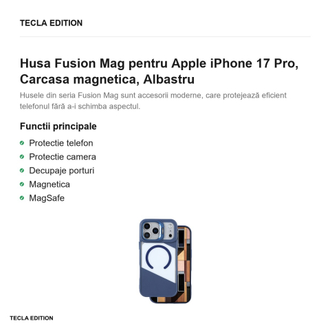 Husa Fusion Mag pentru Apple iPhone 17 Pro, Carcasa magnetica, Albastru [1]