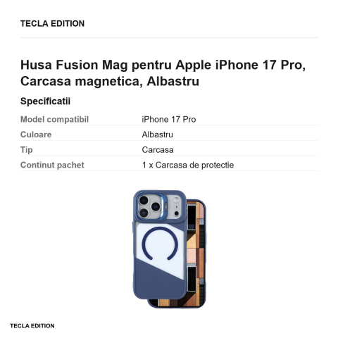 Husa Fusion Mag pentru Apple iPhone 17 Pro, Carcasa magnetica, Albastru [2]