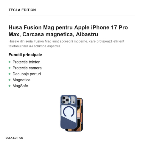 Husa Fusion Mag pentru Apple iPhone 17 Pro Max, Carcasa magnetica, Albastru [1]