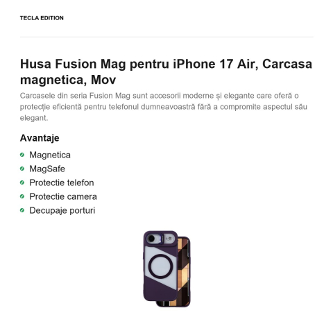 Husa Fusion Mag pentru iPhone 17 Air, Carcasa magnetica, Mov [1]