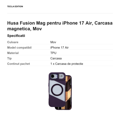 Husa Fusion Mag pentru iPhone 17 Air, Carcasa magnetica, Mov [2]