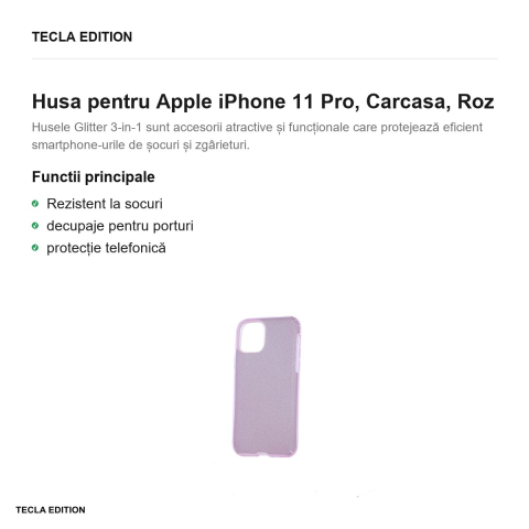 Husa Glitter 3in1 pentru Apple iPhone 11 Pro, Carcasa, Roz [1]