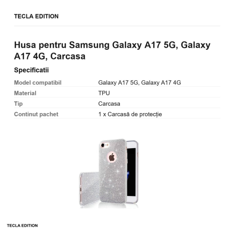 Husa Glitter 3in1 pentru Samsung Galaxy A17 5G, Galaxy A17 4G, Carcasa, Argintiu [2]