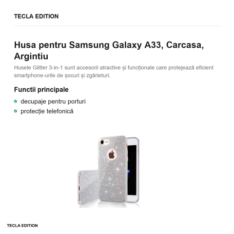 Husa Glitter 3in1 pentru Samsung Galaxy A33, Carcasa, Argintiu [1]