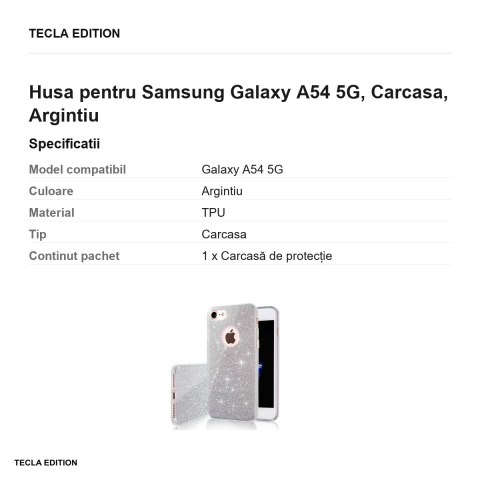 Husa Glitter 3in1 pentru Samsung Galaxy A54 5G, Carcasa, Argintiu [2]