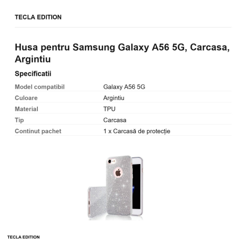Husa Glitter 3in1 pentru Samsung Galaxy A56 5G, Carcasa, Argintiu [2]