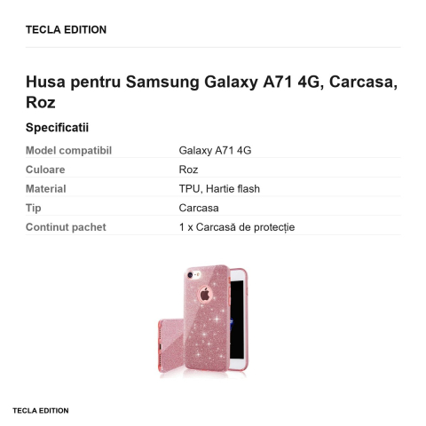 Husa Glitter 3in1 pentru Samsung Galaxy A71 4G, Carcasa, Roz [2]