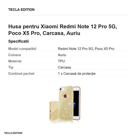 Husa Glitter 3in1 Speed pentru Xiaomi Redmi Note 12 Pro 5G, Poco X5 Pro, Carcasa, Auriu [2]