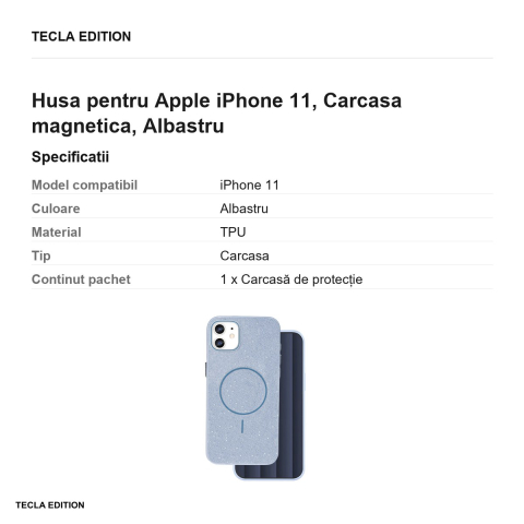 Husa Glitter Thin Mag pentru Apple iPhone 11, Carcasa magnetica, Albastru [2]