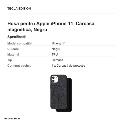 Husa Glitter Thin Mag pentru Apple iPhone 11, Carcasa magnetica, Negru [2]