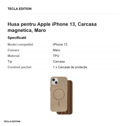 Husa Glitter Thin Mag pentru Apple iPhone 13, Carcasa magnetica, Maro [2]