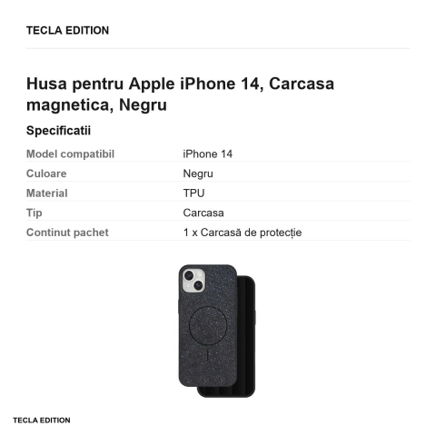 Husa Glitter Thin Mag pentru Apple iPhone 14, Carcasa magnetica, Negru [2]