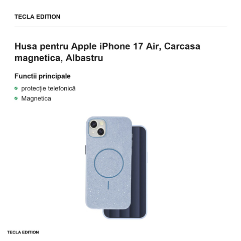Husa Glitter Thin Mag pentru Apple iPhone 17 Air, Carcasa magnetica, Albastru [1]