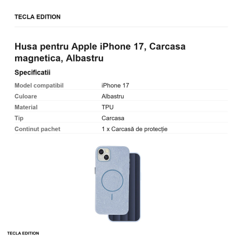 Husa Glitter Thin Mag pentru Apple iPhone 17, Carcasa magnetica, Albastru [2]