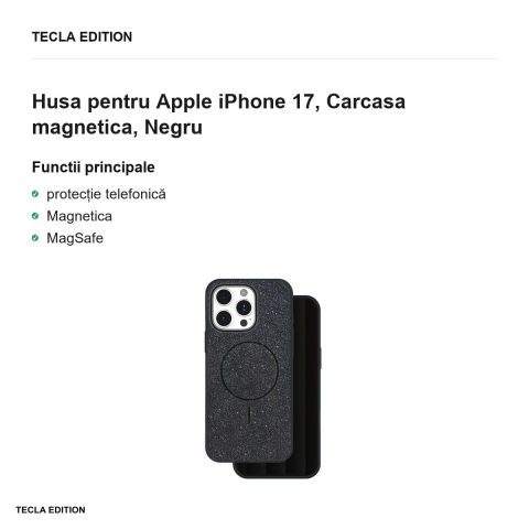 Husa Glitter Thin Mag pentru Apple iPhone 17, Carcasa magnetica, Negru [1]