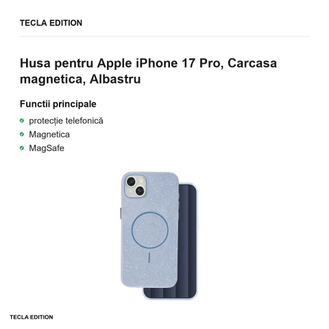 Husa Glitter Thin Mag pentru Apple iPhone 17 Pro, Carcasa magnetica, Albastru [1]