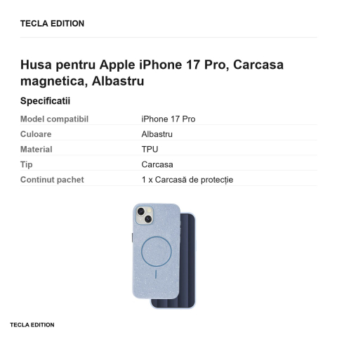 Husa Glitter Thin Mag pentru Apple iPhone 17 Pro, Carcasa magnetica, Albastru [2]