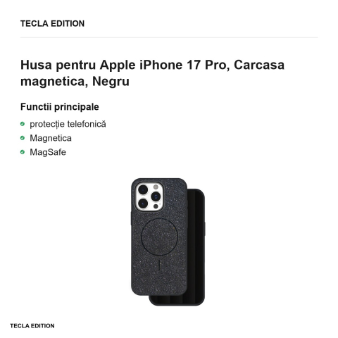 Husa Glitter Thin Mag pentru Apple iPhone 17 Pro, Carcasa magnetica, Negru [1]