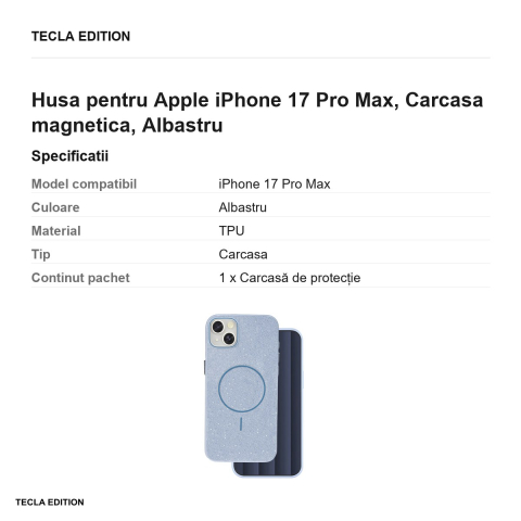 Husa Glitter Thin Mag pentru Apple iPhone 17 Pro Max, Carcasa magnetica, Albastru [2]