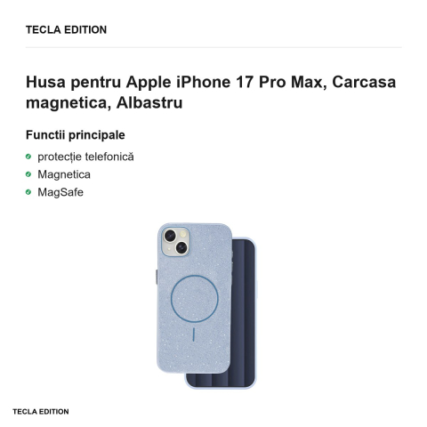Husa Glitter Thin Mag pentru Apple iPhone 17 Pro Max, Carcasa magnetica, Albastru [1]