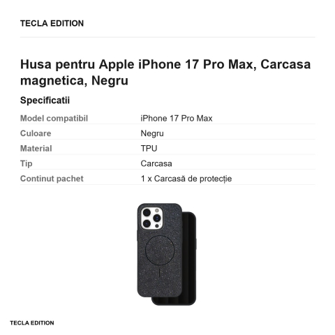 Husa Glitter Thin Mag pentru Apple iPhone 17 Pro Max, Carcasa magnetica, Negru [2]