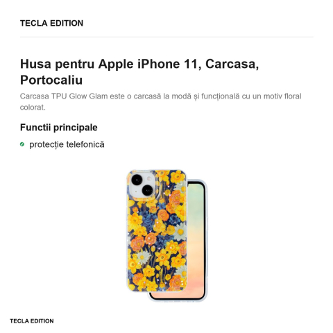 Husa Glow Glam pentru Apple iPhone 11, Carcasa, Portocaliu [1]