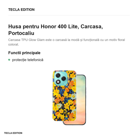 Husa Glow Glam pentru Honor 400 Lite, Carcasa, Portocaliu [1]