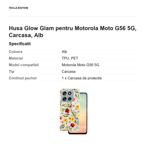 Husa Glow Glam pentru Motorola Moto G56 5G, Carcasa, Alb [2]