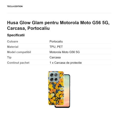 Husa Glow Glam pentru Motorola Moto G56 5G, Carcasa, Portocaliu [2]