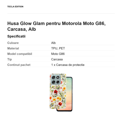 Husa Glow Glam pentru Motorola Moto G86, Carcasa, Alb [2]