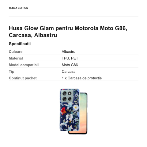 Husa Glow Glam pentru Motorola Moto G86, Carcasa, Albastru [2]