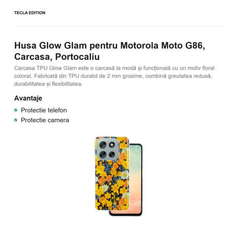 Husa Glow Glam pentru Motorola Moto G86, Carcasa, Portocaliu [1]