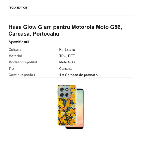 Husa Glow Glam pentru Motorola Moto G86, Carcasa, Portocaliu [2]
