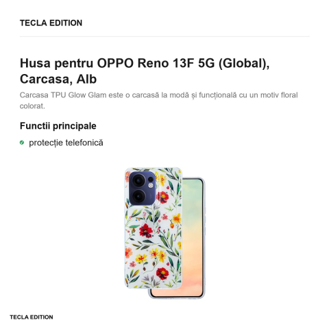 Husa Glow Glam pentru OPPO Reno 13F 5G (Global), Carcasa, Alb [1]