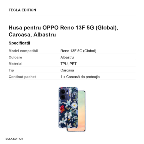 Husa Glow Glam pentru OPPO Reno 13F 5G (Global), Carcasa, Albastru [2]