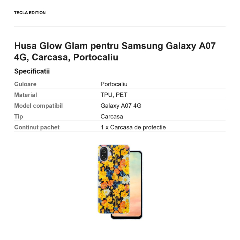 Husa Glow Glam pentru Samsung Galaxy A07 4G, Carcasa, Portocaliu [2]